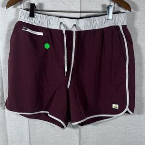 Vuori Mens Banks Short Burgundy Red Athletic Board Shorts Size Large